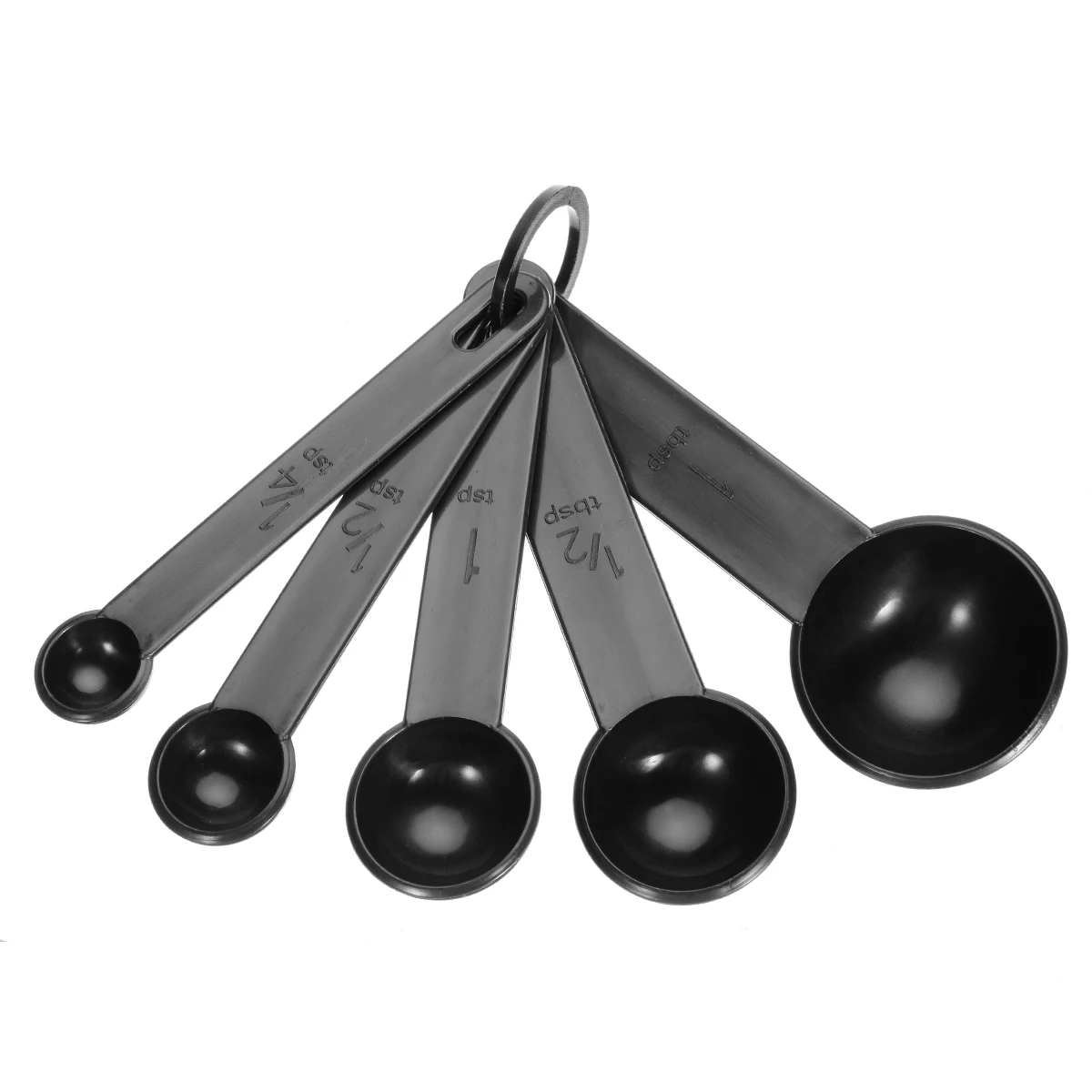 10Pcs Black Plastic Kitchen Measuring Spoons Cups Multi Scales Kitchen Measuring Tool Set  Durable For Baking Coffee Tea