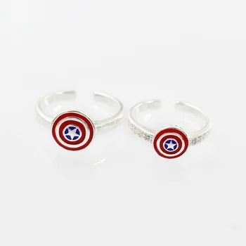 

Captain America Ring S925 Silver Logo Shield Ring Men Steven Rogers Rings for Girlfiend Boyfriend Jewelry Gift 2 Styles