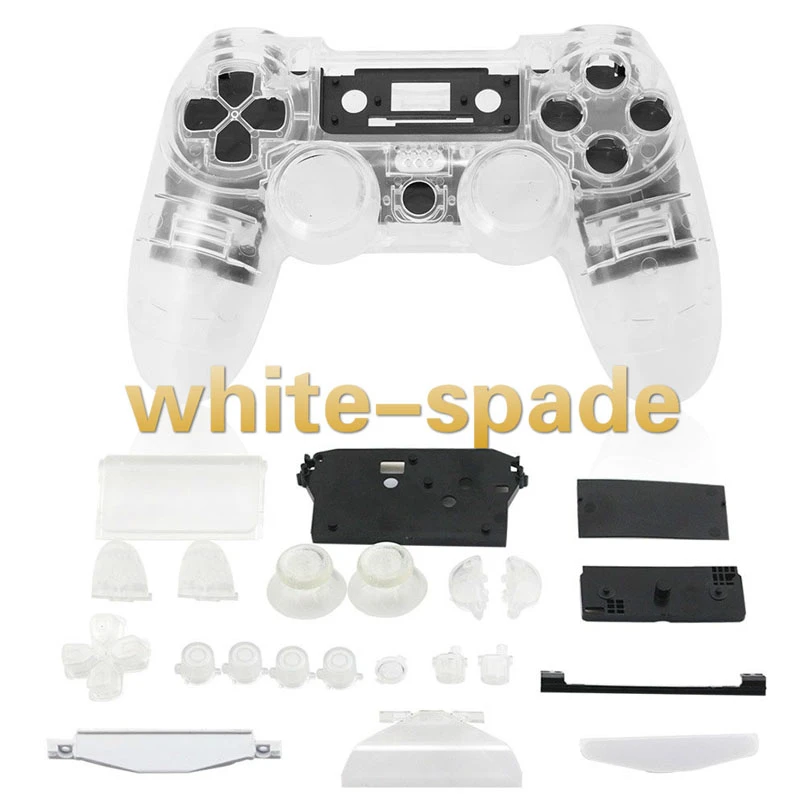 

Cewaal Full Housing Cover Case Button Key Kit for PS4 Wireless Game Controller Clear Accessories
