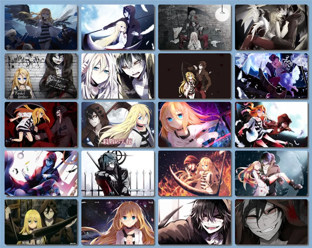 

Angels of Death Card Rachel Gardner Ray Isaac Foster Zack Sticker Bus/Bank/Credit Fanart Cosplay Glossy DIY Collect Gift 20PCS