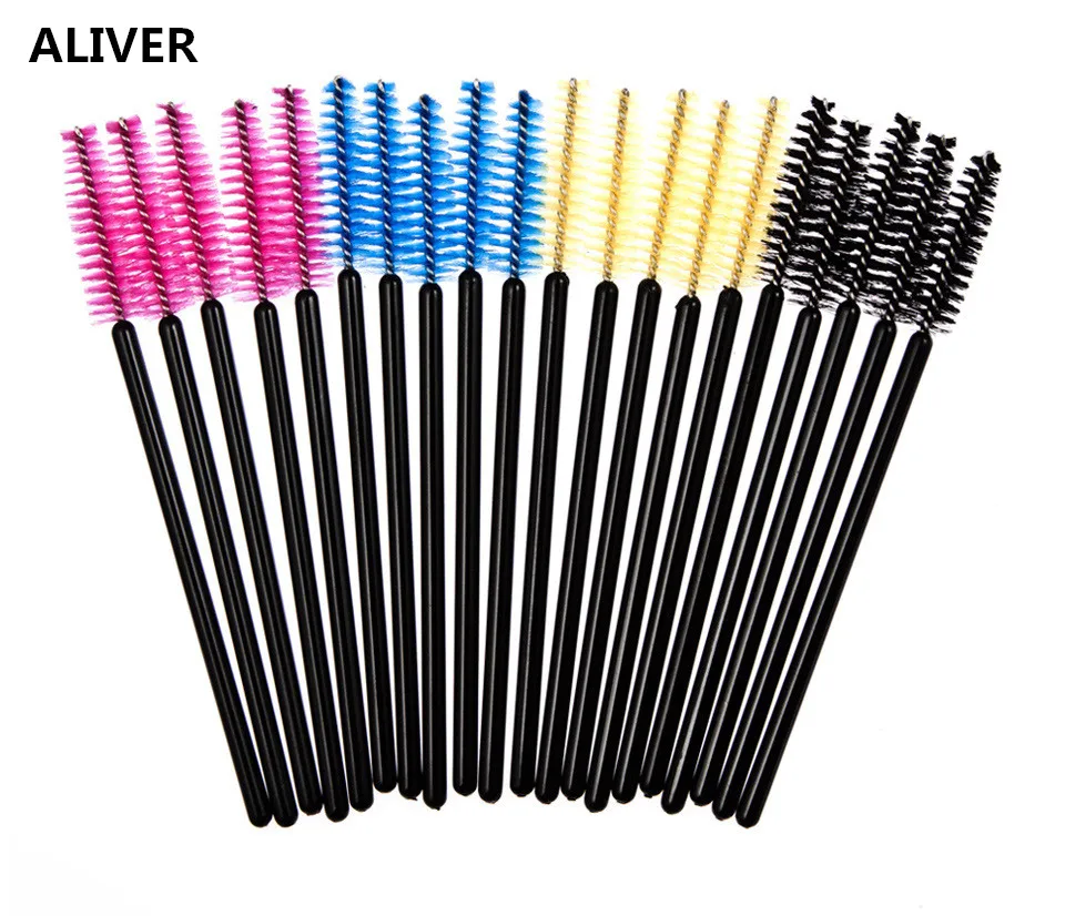 ALIVER 50 pcs One Off Disposable Eyelash Brush Mascara Applicator Wand