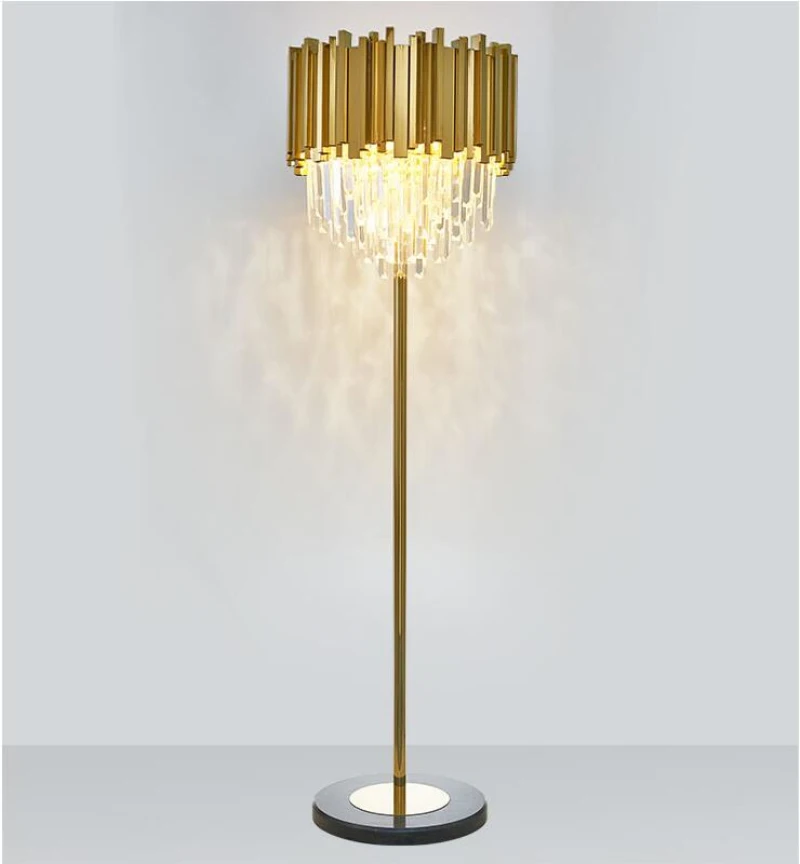 Современный торшер роскошный золотой кристалл гостиная лобби лампы Напольная Лампа lamparas de pie салон