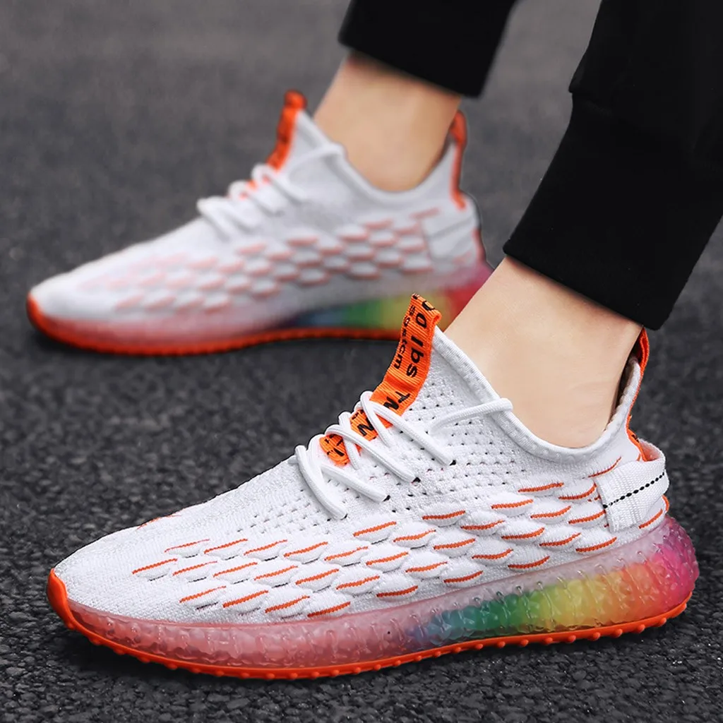 New Man Casual Sneakers Men's Vulcanize Shoes Fashion Rainbow Jelly Soles Men Sneakers Outdoor Breathable Men Shoes