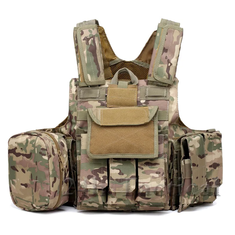 

Tactical Molle Paintball Combat Vest W/Magazine Pouch Utility Bag Releasable Armor Plate Carrier Strike Vests Military Equipment