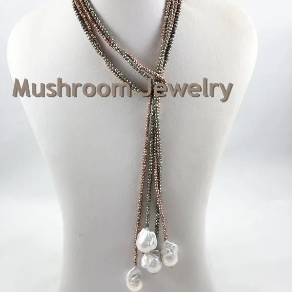 NS01122067 Rose plated pyrite beads 2.5mm, Baroque pearls 14x15x26mm.