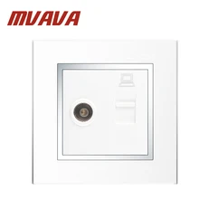 MVAVA Double Port Computer And Television Wall Socket Electric RJ45 Network TV Aerial Socket Wall Mount