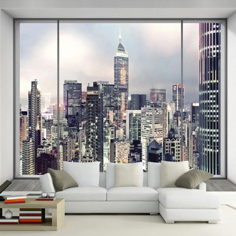 

Custom Size 3D Photo Wallpaper Backdrop European-style America Modern City Buildings Living Room Sofa Backdrop Wall Mural Paper