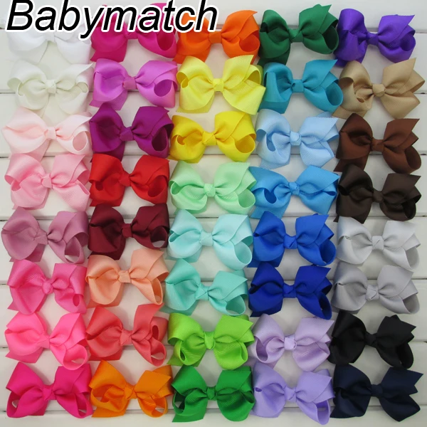 Babymatch 40pcs/lot 3.3'' Hair Bows Grosgrain Ribbon bow WITH Alligator
