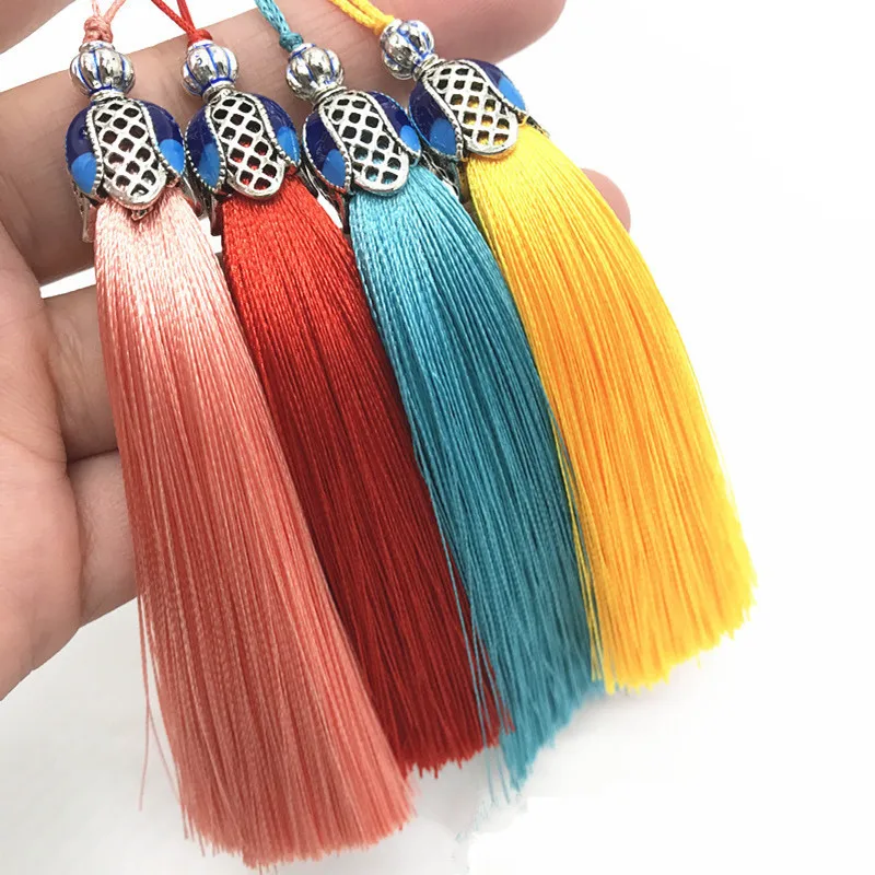 cheap XUNZHE 4PCS 13.5cm gamma crown cap tassel jewelry curtain clothing accessories DIY key mobile phone bag tassel trim tassel