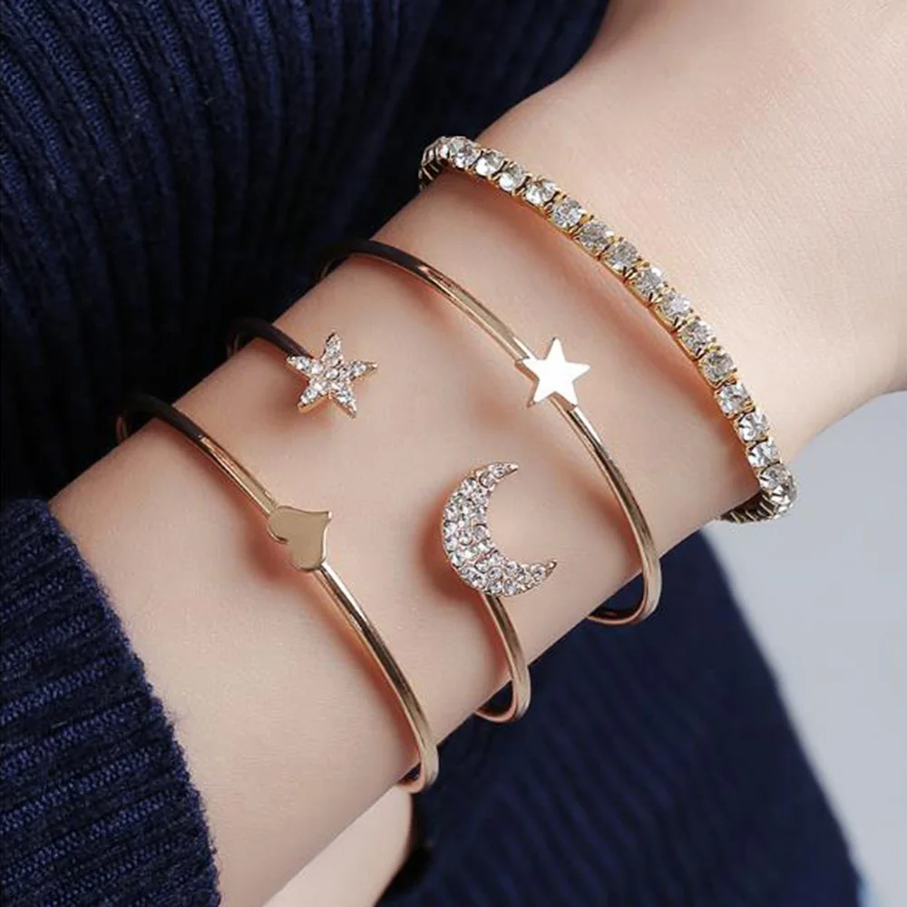 

4 Pcs/set Fashion Star Moon Bracelet Love Bracelet Jewelry