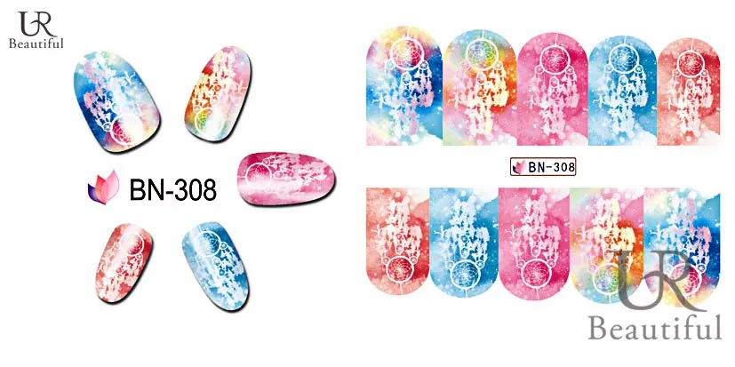 1 лист, женские цветные Переводные изображения, дизайн для ногтей, переводные наклейки для ногтей, красивые украшения для ногтей, BEBN301-309