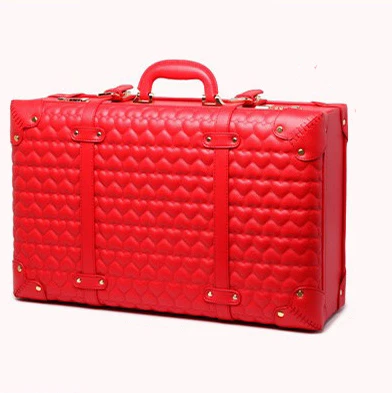 LeTrend Ретро багаж на колёсиках женская сумка для путешествий с паролем красная Свадебная тележка чемодан на колесиках винтажная кабина косметичка - Цвет: 24 inch