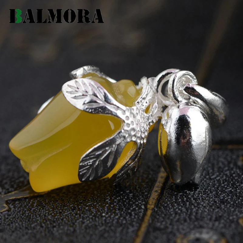 

BALMORA Authentic Pure Silver Jewelry Chalcedony Retro Unique Pendants for Necklace Women Accessories Gifts Bijoux MN12196