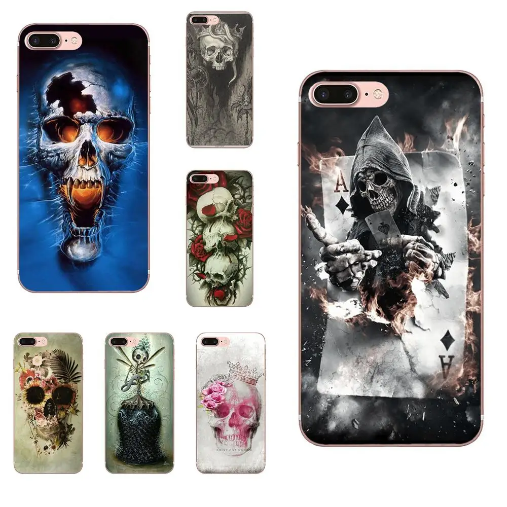 Мягкий чехол из ТПУ Poker Skull Tatoo для Samsung Galaxy Note 5 8 9 S3 S4 S5 S6 S7 S8 S9 S10 mini Edge Plus