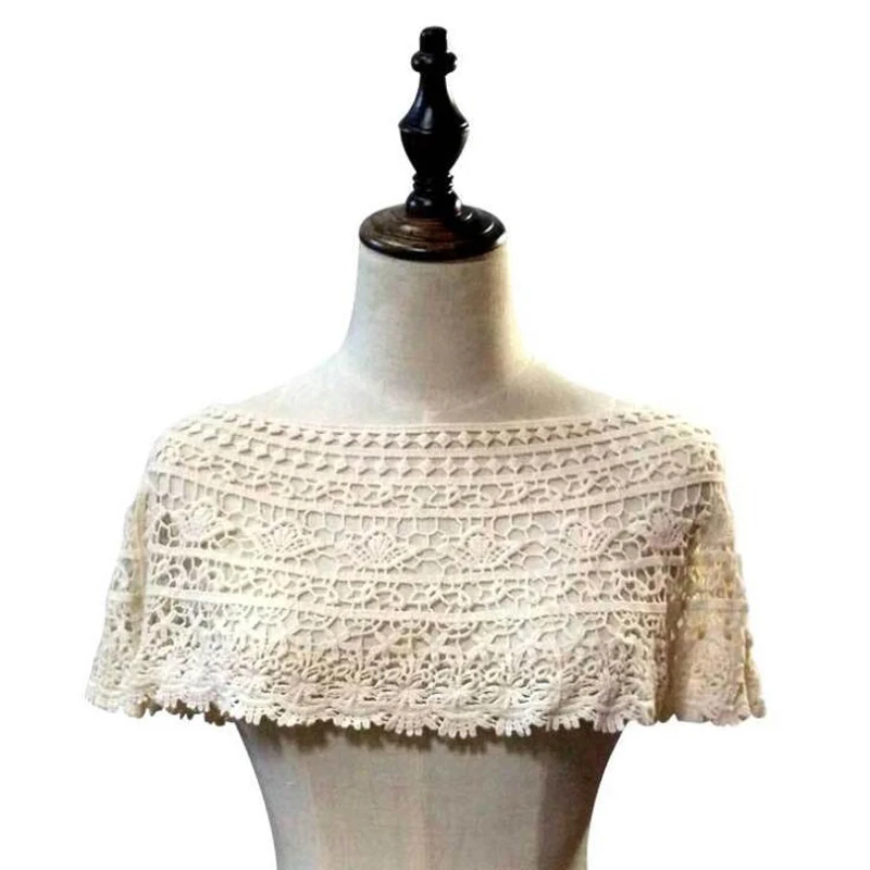 

Diy Collar Neckline Front with Back Fake Collar Lace Cape Decor Net George Embroideried Lace Fabric Trim Shawl for Dress BW156