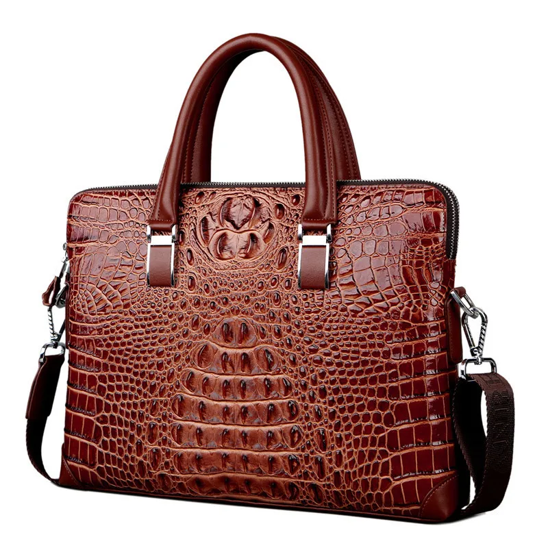 

Luxury Limited Edition Alligator Pattern Genuine Leather Briefcase Fashion Cowhide Men Handbag Perfect Quality Men Briefcases