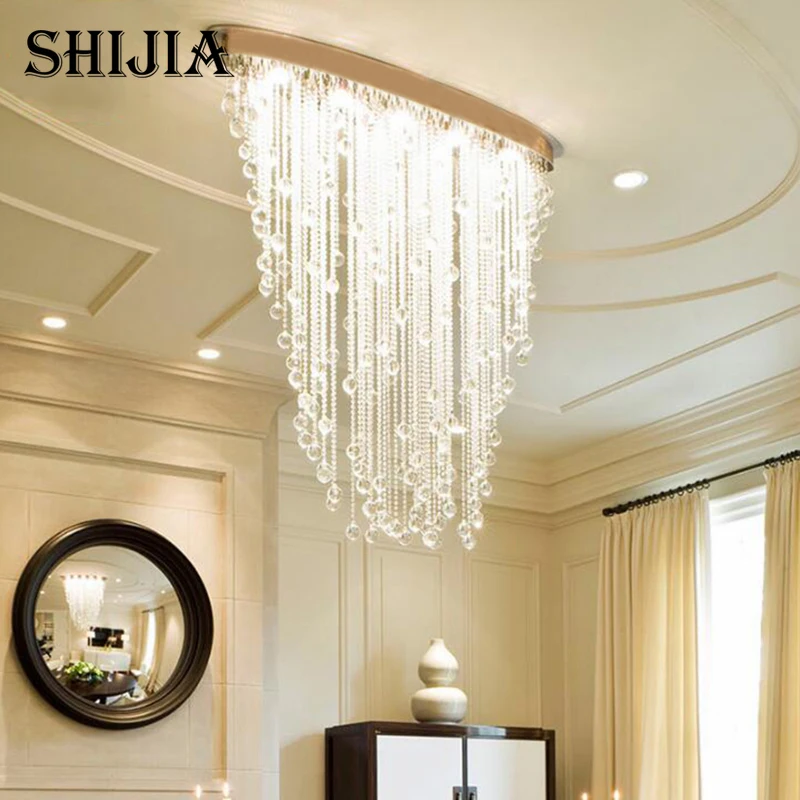 

Modern Chandelier Dining Oval Design Living Room Crystal Light Recessed Mount LED Luxury Crystal Chandelier
