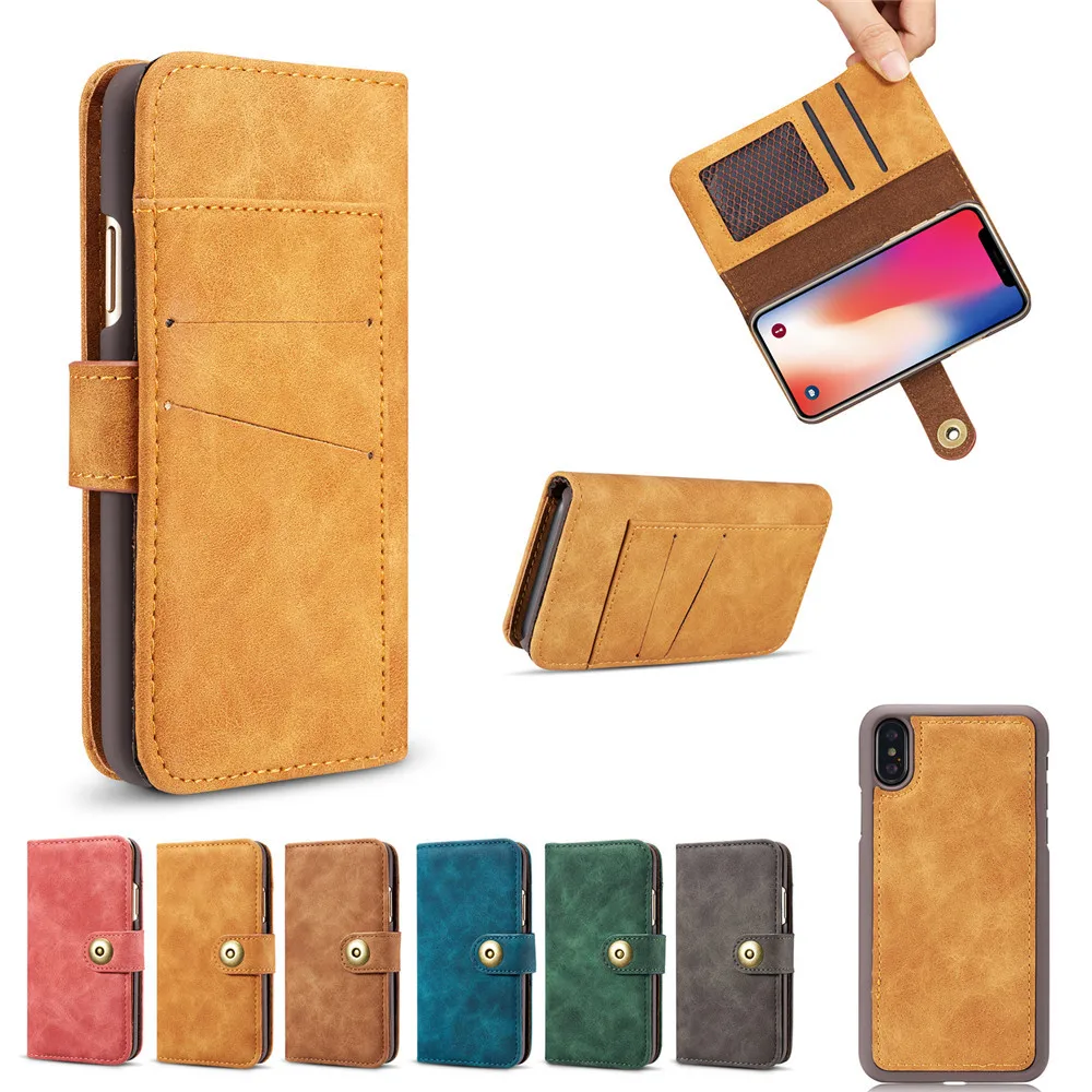 

Detachable 2 in 1 Matte Vintage Wallet Case For iPhone X Cases Xs 5.8 XR 6.1 Max 6.5 Pouch Cover iPhone9 Card Pocket Magnetic