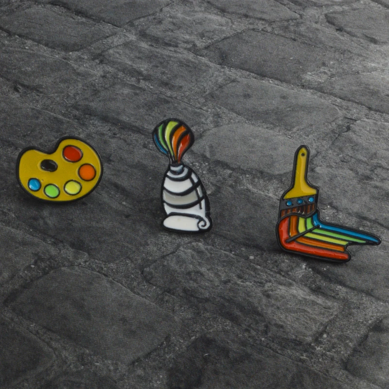 Brooch And Pin Paint Pigment Palette Brush Brooch For Women Men Kids