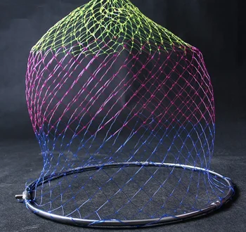 

Round Hand net head with large hole and single nylon rope for catch big fish