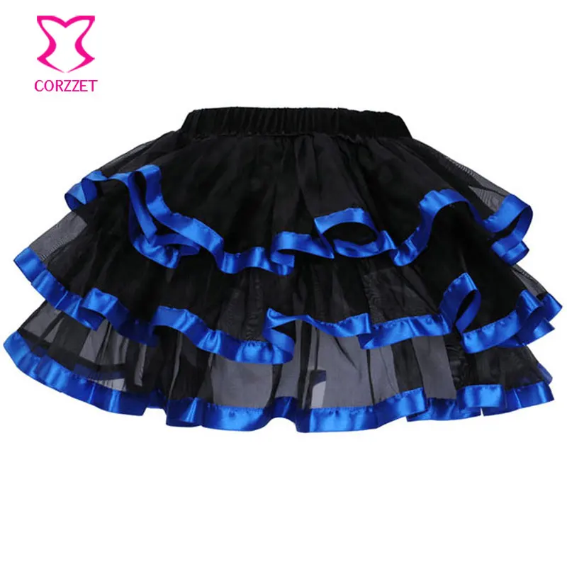 

Blue Satin & Black Tulle Skirt Adult Sexy Short Tutu Skirt Women Plus Size Skirts Womens Saia Feminina Lolita Dance Clubwear