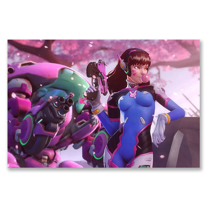 Overwatchs d. va плакат аниме Шелковые Плакаты d. va настенные художественные принты для спальни бескаркасные картины Overwatchs