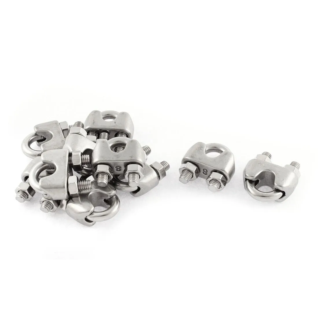 

8mm 5/16 Inch Stainless Steel Wire Rope Cable Clamp Clips 10pcs