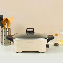 Антипригарный чайник электрический чайник 4L многофункциональный большой емкости электрокастрюля 360 градусов Отопление все-в-одном горшок