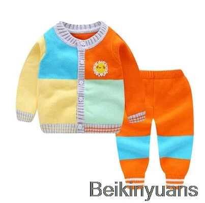 Осенне-зимний костюм для маленьких мальчиков Одежда для мальчиков и девочек комплект с кардиганом и свитером+ штаны детские спортивные костюмы - Цвет: 10