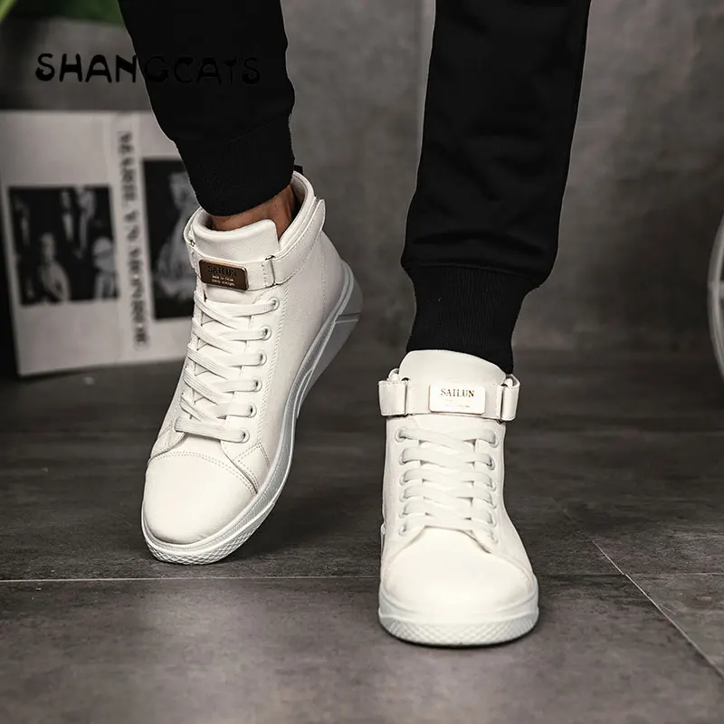 Trend 2018 Men's Vulcanized Shoes Black High Top Lace-up Autumn Winter Casual Canvas Shoes For Men Boys Sneakers Without Lace Trend 2018 Men's Vulcanized Shoes Black High Top Lace-up Autumn Winter Casual Canvas Shoes For Men Boys Sneakers Without Lace