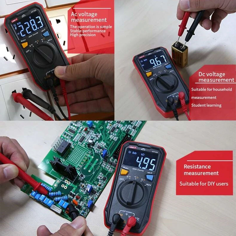 UNI-T 4000 отсчетов Мини цифровой жилой мультиметр EBTN цветной экран дисплей AC/DC напряжение Температура ток/NCV тестер