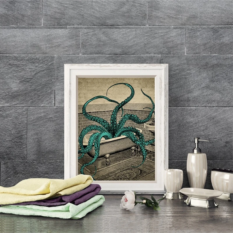 Octopus Prints Poster Bathroom Decor