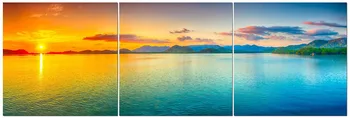 

Canvas Wall Art Decor Panoramic Coastal Ocean Sunset - Large Decorative & Modern Multi Panel Split Prints Drop shipping