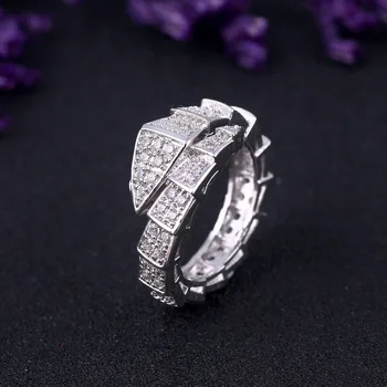 

Top Quality Fashion Micro Mosaic AAA+ Zircon Crystals Silver Snake Ring Exquisite Finger Knuckle Chic Ring for Women