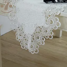 Free Shipping Dining Banquet Coffee Table Decorative Embroidered White Colour Table Runner
