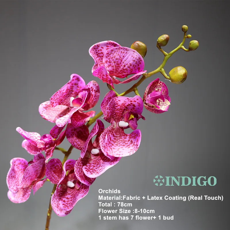 Индиго- 100 шт орхидеи фаленопсис шелк Настоящее прикосновение цветок искусственный цветок Свадебные цветы орхидеи, Цветочный - Цвет: 100 Pieces