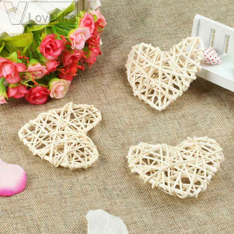 

6pcs 10cm Rattan Heart Sepak Takraw Colorful Rattan Ball Wedding Party Decoration Valentines Day Decor DIY Home Table Supplies