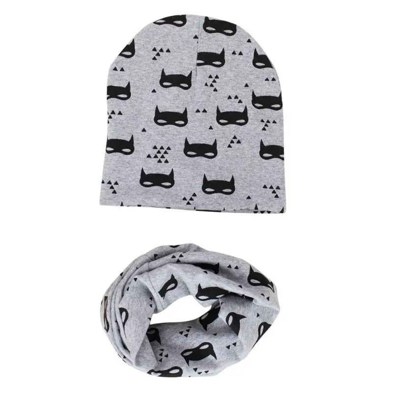 new winter warm batman fox bear bird shark cotton baby beanies scarf sets children hats collars suits outdoor kids caps neckwear