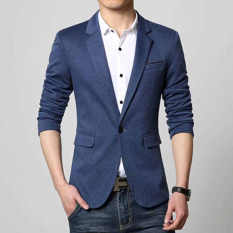 Новое поступление Блейзер мужское хлопковое белье soild 4 цвета мужской костюм плюс размер мужской приталенный Блейзер мужские костюмы куртка 4XL 5XL 6XL - Цвет: 3625 Dark Blue