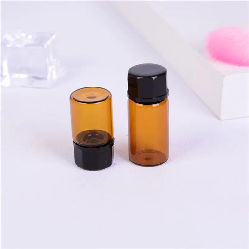 1pc Mini Amber Glass Bottle with Orifice Reducer and Cap Small
