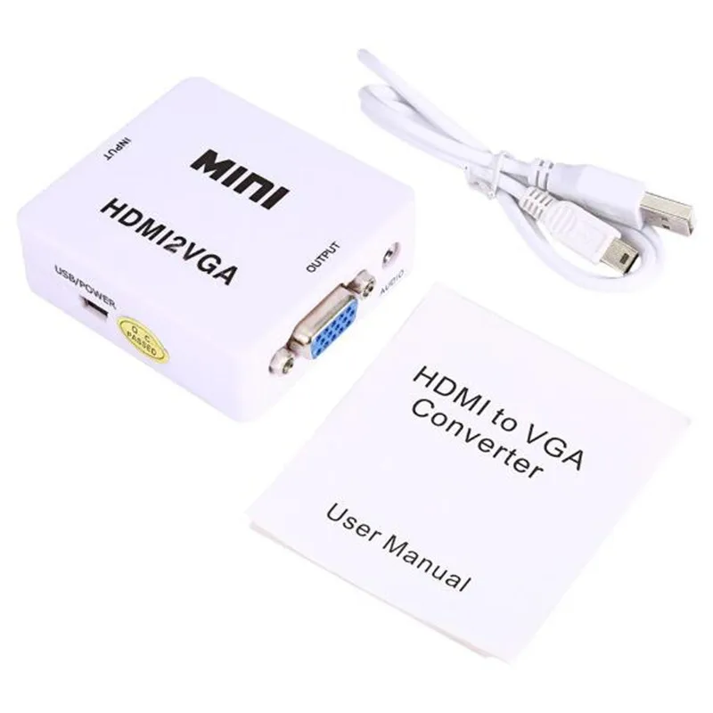 BESIUNI 1080P HDMI к VGA конвертер с аудио HDMI2VGA разъем адаптера для ПК ноутбука к HDTV проектор HDMI 2 VGA конвертер