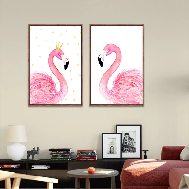 

Home Decor Nordic Canvas Painting Pink Flamingo poster Animal sweet Picture Living Room Kids Bedroom Hotel Wall Art Home Decor