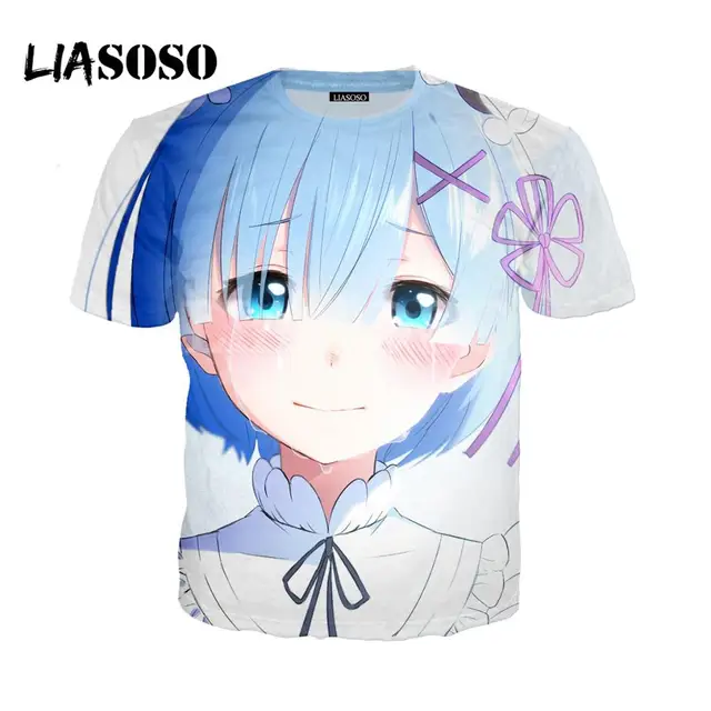 LIASOSO 3D Print Women Men Anime Rezero Rem Ram Cute GIrl Tshirt