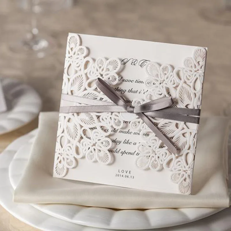 1 Set Sample Of Laser Cut White Wedding Invitations Cards
