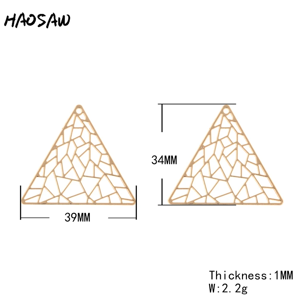 HAOSAW 39*34MM 6Pcs/Lot Hollow Out Triangle Charm Earring Accessories Parts/Geometric Jewelry Findings/Earrings Accessories HAOSAW 39*34MM 6Pcs/Lot Hollow Out Triangle Charm Earring Accessories Parts/Geometric Jewelry Findings/Earrings Accessories
