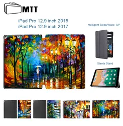 МТТ Чехол для iPad Pro 12,9 дюйма 2017 из искусственной кожи откидная крышка устойчивый планшетный чехол Авто сон/проснуться картина маслом