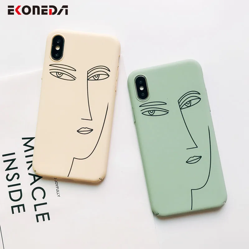 

EKONEDA Abstract Simple Lines Women Case For iPhone 6 6S 7 8 Plus Case For iPhone X XS Max XR Cover Hard Plastic Back Case
