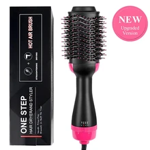 One Step Hair curling Dryer Brush Volumizer straightener curler 2 in 1 iron comb Hot air Electric Blow Negative Ions for women new coming hot air heating brush electric iron ceramic with double negative ions anti scald and steam hair straightener brush