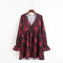 Платье с цветочным принтом в европейском и американском стиле, 198145-8756