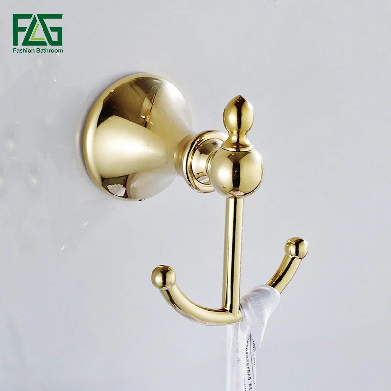 

FLG Luxury Bath Hardware Wall Mounted Robe Hook,Clothes Hook Golden Finish Bathroom Hardware Robe Hooks,Bathroom Accessories